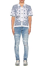 Amiri Crystal Thrasher Skinny Jean in Faded Indigo, view 6, click to view large image.