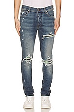 Amiri Mx1 Plaid Jean in Crafted Indigo, view 3, click to view large image.