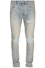 Amiri Mx1 Suede Jean in Antique Indigo, view 1, click to view large image.
