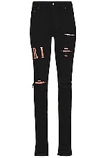 Amiri Tie Dye Core Logo Jean in Black OD, view 1, click to view large image.