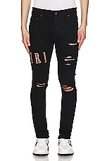 Amiri Tie Dye Core Logo Jean in Black OD, view 5, click to view large image.