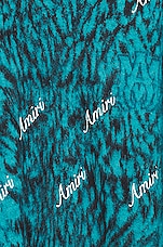 Amiri Cheetah Cardigan in Aqua, view 3, click to view large image.