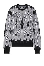 Amiri Argyle Jacquard Sweater in Black, view 1, click to view large image.