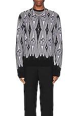 Amiri Argyle Jacquard Sweater in Black, view 3, click to view large image.