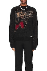 Amiri Record Wolf Sweater in Black, view 4, click to view large image.