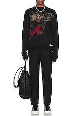Amiri Record Wolf Sweater in Black, view 5, click to view large image.