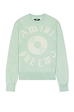 Amiri Premier Sweater in Frosty Green, view 1, click to view large image.