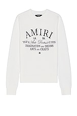 Amiri Arts District Crewneck in Alabaster, view 1, click to view large image.