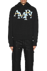 Amiri Staggered Chrome Hoodie in Black, view 4, click to view large image.