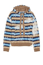 Amiri Staggered Striped Hoodie in Air Blue, view 1, click to view large image.