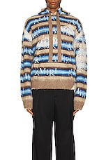 Amiri Staggered Striped Hoodie in Air Blue, view 3, click to view large image.