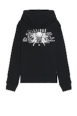 Amiri Cherub Text Hoodie in Black, view 1, click to view large image.