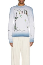 Amiri Embroidered Hummingbird Crew in Blue, view 4, click to view large image.