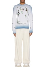 Amiri Embroidered Hummingbird Crew in Blue, view 5, click to view large image.
