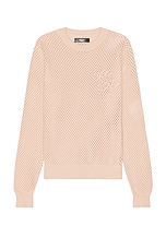 Amiri MA Swirl Crotchet Crewneck in Blush, view 1, click to view large image.