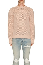 Amiri MA Swirl Crotchet Crewneck in Blush, view 4, click to view large image.