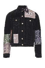 Amiri Bandana Art Patch Trucker Jacket in Aged Black | FWRD