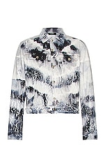 Amiri Cracked Tie Dye Trucker in Black, view 1, click to view large image.
