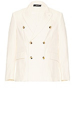 Amiri Vertical Pleated Db Blazer in White, view 1, click to view large image.