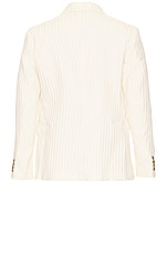 Amiri Vertical Pleated Db Blazer in White, view 2, click to view large image.