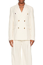 Amiri Vertical Pleated Db Blazer in White, view 4, click to view large image.