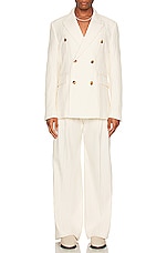 Amiri Vertical Pleated Db Blazer in White, view 5, click to view large image.