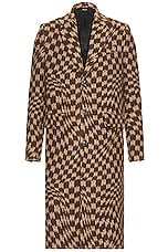 Amiri Jacquard Wavy Overcoat in Brown, view 1, click to view large image.