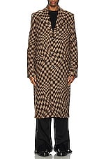 Amiri Jacquard Wavy Overcoat in Brown, view 3, click to view large image.