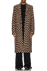 Amiri Jacquard Wavy Overcoat in Brown, view 4, click to view large image.
