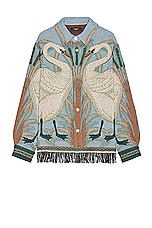 Amiri Swan Tapestry Overshirt in Ashley Blue, view 1, click to view large image.
