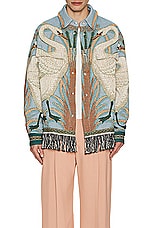 Amiri Swan Tapestry Overshirt in Ashley Blue, view 3, click to view large image.