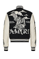 Amiri MA Angel Varsity Jacket in Black, view 2, click to view large image.