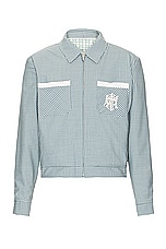Amiri Reversible Micro Check Blouson in Seagrass, view 1, click to view large image.
