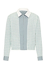 Amiri Reversible Micro Check Blouson in Seagrass, view 2, click to view large image.