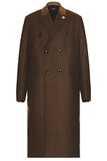 Amiri DB Overcoat in Dark Brown, view 1, click to view large image.