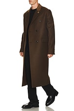 Amiri DB Overcoat in Dark Brown, view 6, click to view large image.