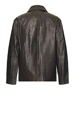 Amiri Tumbled Leather SB Jacket in Dark Brown, view 2, click to view large image.