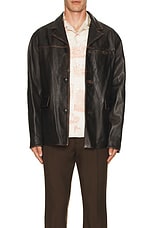 Amiri Tumbled Leather SB Jacket in Dark Brown, view 4, click to view large image.