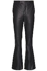Amiri Leather Kick Flare Pant in Black, view 1, click to view large image.