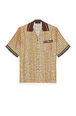 Amiri Weave Bowling Shirt in Brown, view 1, click to view large image.