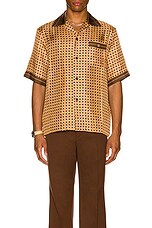 Amiri Weave Bowling Shirt in Brown, view 3, click to view large image.