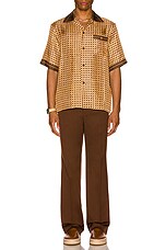 Amiri Weave Bowling Shirt in Brown, view 4, click to view large image.