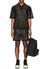 Amiri Leather Bandana Shirt in Black, view 5, click to view large image.
