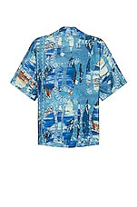 Amiri Bleach Bandana Bowling Shirt in Blue, view 2, click to view large image.