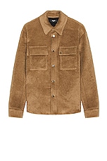 Amiri Brushed Wool Dress Shirt in Camel, view 1, click to view large image.