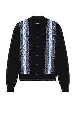 Amiri Crystal Cable Knit Polo in Black, view 1, click to view large image.