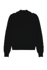 Amiri Crystal Cable Knit Polo in Black, view 2, click to view large image.