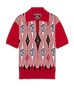 Amiri Argyle Jacquard Polo in Red, view 1, click to view large image.
