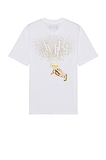 Amiri Champagne Tee in White, view 1, click to view large image.