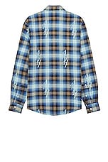 Amiri Staggered Plaid Flannel in Legion Blue, view 2, click to view large image.
